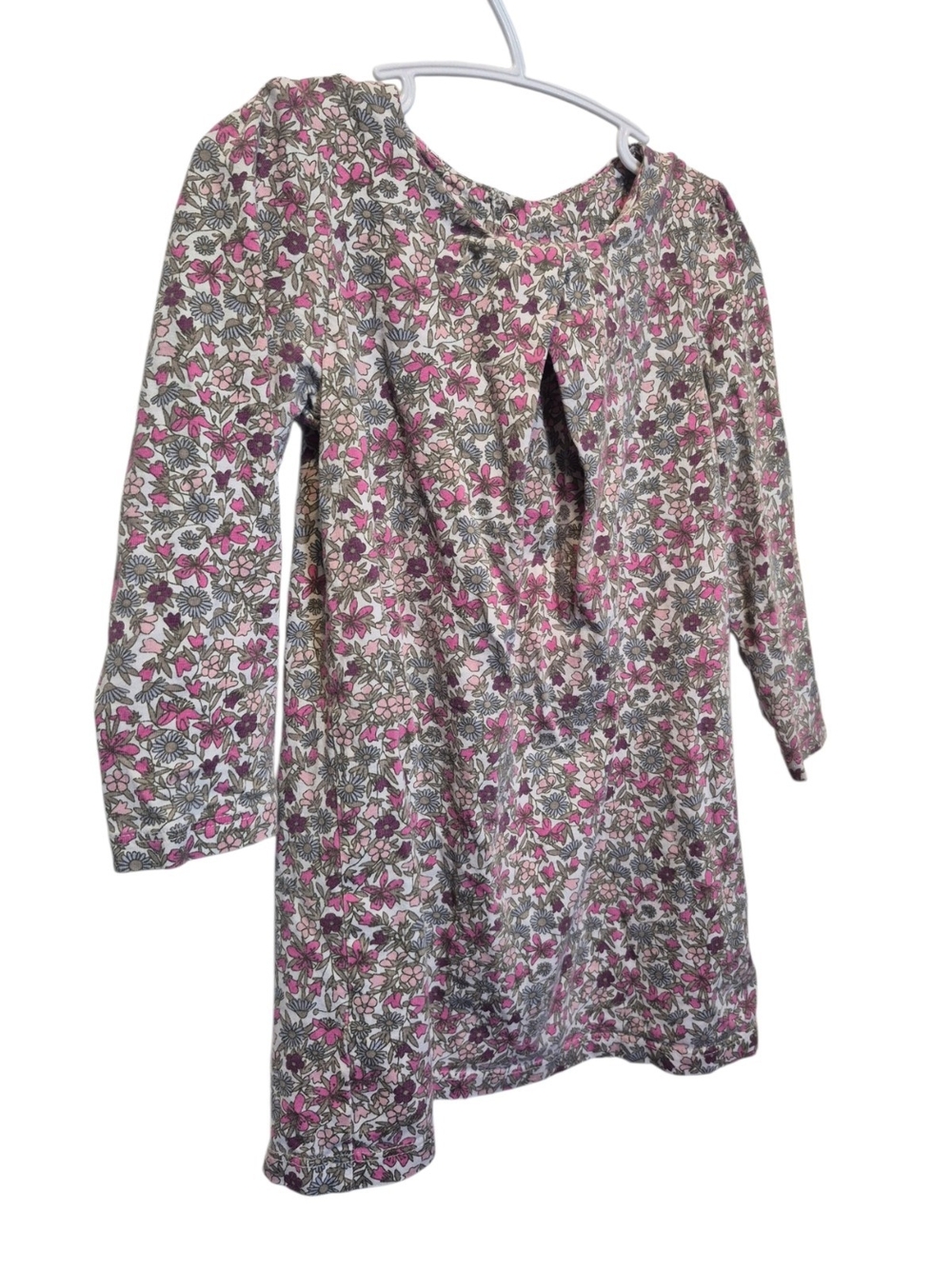 Girls' Pink Floral Long-Sleeve Dress